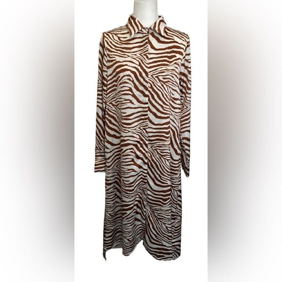 SEN Zebra Long Shirt Dress Small - Picture 1 of 6
